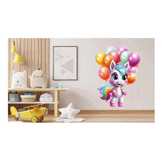 Sticker decorativ, Unicorn, Multicolor, 80 cm, 1333STK-6 Sticker decorativ, Unicorn, Multicolor, 80 cm, 1333STK-6