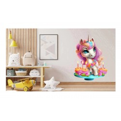 Sticker decorativ, Unicorn, Roz, 88 cm, 1333STK-7 Sticker decorativ, Unicorn, Roz, 88 cm, 1333STK-7