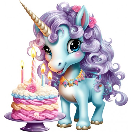 Sticker decorativ, Unicorn, Turcoaz, 66 cm, 1333STK-8 Sticker decorativ, Unicorn, Turcoaz, 66 cm, 1333STK-8