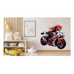 Sticker decorativ, Motocicleta, Rosu, 70 cm, 1336STK-2