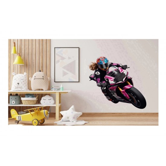 Sticker decorativ, Motocicleta, Roz, 60 cm, 1336STK-3 Sticker decorativ, Motocicleta, Roz, 60 cm, 1336STK-3