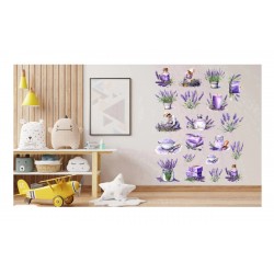 Sticker decorativ, Colaj cu Lavanda, 20 stickere, Mov, 90 cm, 1339STK-15