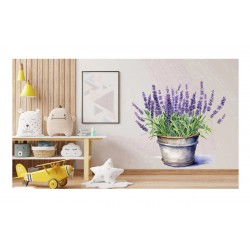 Sticker decorativ, Ghiveci cu Lavanda, Mov, 62 cm, 1339STK-3 Sticker decorativ, Ghiveci cu Lavanda, Mov, 62 cm, 1339STK-3