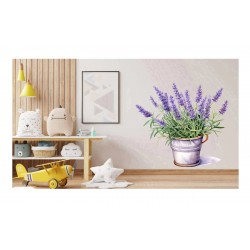 Sticker decorativ, Ghiveci cu Lavanda, Mov, 60 cm, 1339STK-4 Sticker decorativ, Ghiveci cu Lavanda, Mov, 60 cm, 1339STK-4