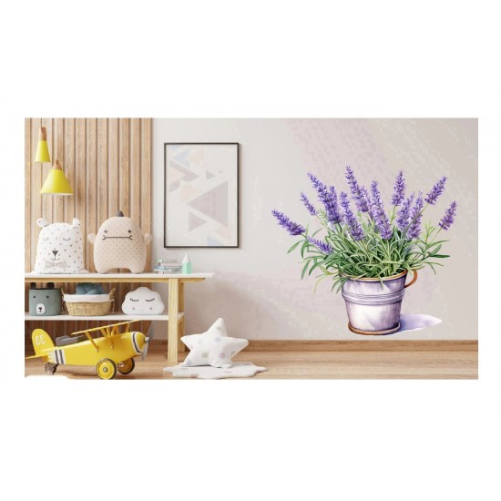 Sticker decorativ, Ghiveci cu Lavanda, Mov, 60 cm, 1339STK-4 Sticker decorativ, Ghiveci cu Lavanda, Mov, 60 cm, 1339STK-4