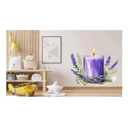 Sticker decorativ, Lumanare cu Lavanda, Mov, 65 cm, 1339STK-7 Sticker decorativ, Lumanare cu Lavanda, Mov, 65 cm, 1339STK-7