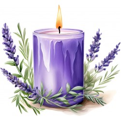 Sticker decorativ, Lumanare cu Lavanda, Mov, 65 cm, 1339STK-7