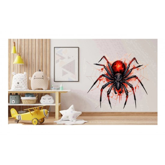 Sticker decorativ, Paianjen, Rosu-Negru, 68 cm, 1343STK-11 Sticker decorativ, Paianjen, Rosu-Negru, 68 cm, 1343STK-11