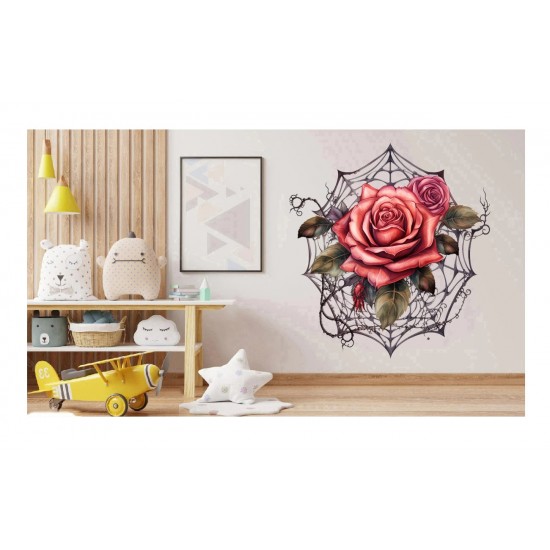 Sticker decorativ, Trandafiri, Rosu, 62 cm, 1343STK-15 Sticker decorativ, Trandafiri, Rosu, 62 cm, 1343STK-15