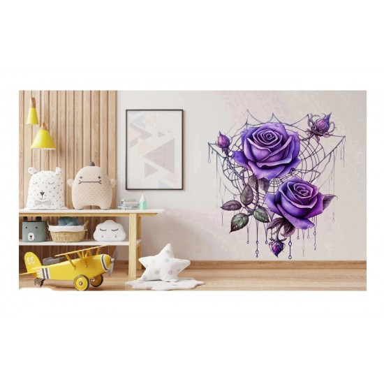 Sticker decorativ, Trandafiri, Mov, 68 cm, 1343STK-3 Sticker decorativ, Trandafiri, Mov, 68 cm, 1343STK-3