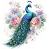 Sticker decorativ, Paun, Turcoaz, 62 cm, 1345STK-4