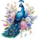 Sticker decorativ, Paun, Albastru, 62 cm, 1345STK-5 Sticker decorativ, Paun, Albastru, 62 cm, 1345STK-5