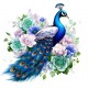 Sticker decorativ, Paun, Verde, 65 cm, 1345STK-6 Sticker decorativ, Paun, Verde, 65 cm, 1345STK-6