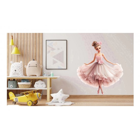 Sticker decorativ, Balerina, Roz, 69 cm, 1346STK-1 Sticker decorativ, Balerina, Roz, 69 cm, 1346STK-1