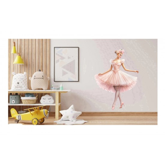 Sticker decorativ, Balerina, Roz, 88 cm, 1346STK-2 Sticker decorativ, Balerina, Roz, 88 cm, 1346STK-2