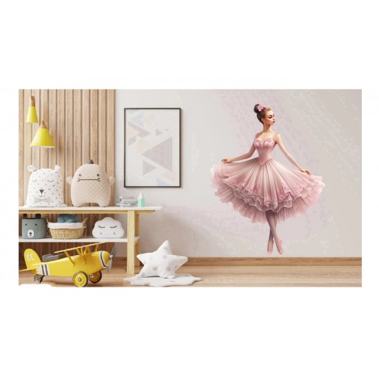 Sticker decorativ, Balerina, Roz, 75 cm, 1346STK-3 Sticker decorativ, Balerina, Roz, 75 cm, 1346STK-3