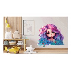 Sticker decorativ, Culori Pastelate, Fata, Mov, 72 cm, 1347STK-11