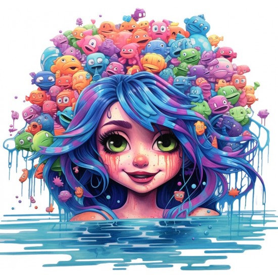 Sticker decorativ, Culori Pastelate, Fata, Multicolor, 63 cm, 1347STK-13