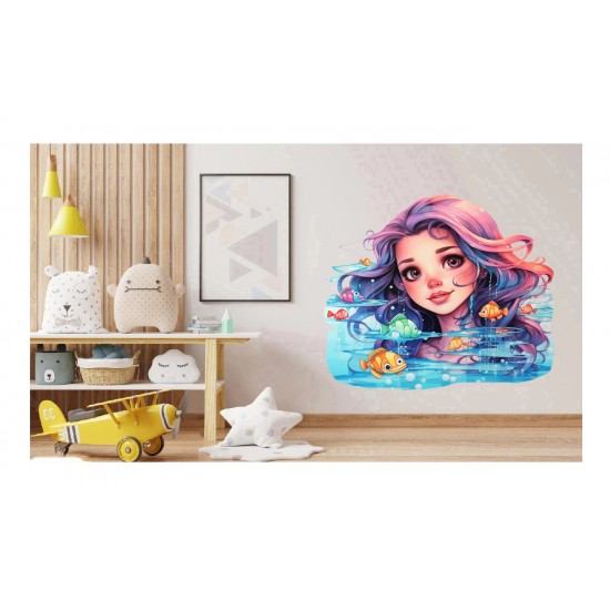 Sticker decorativ, Culori Pastelate, Fata, Mov, 62 cm, 1347STK-5 Sticker decorativ, Culori Pastelate, Fata, Mov, 62 cm, 1347STK-5