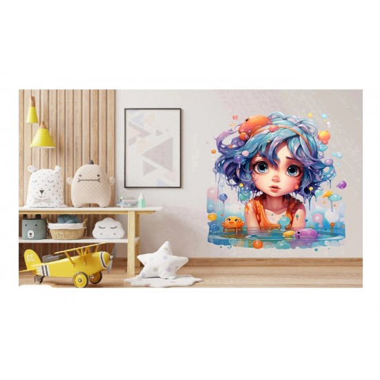 Sticker decorativ, Culori Pastelate, Fata, Turcoaz, 62 cm, 1347STK-8 Sticker decorativ, Culori Pastelate, Fata, Turcoaz, 62 cm, 1347STK-8