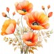 Sticker decorativ, Buchet de Flori Maci, Portocaliu, 61 cm, 1350STK-5 Sticker decorativ, Buchet de Flori Maci, Portocaliu, 61 cm, 1350STK-5