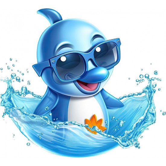 Sticker decorativ, Delfin, Albastru, 66 cm, 1352STK-5 Sticker decorativ, Delfin, Albastru, 66 cm, 1352STK-5