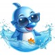 Sticker decorativ, Delfin, Albastru, 66 cm, 1352STK-5 Sticker decorativ, Delfin, Albastru, 66 cm, 1352STK-5