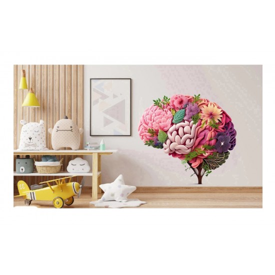 Sticker decorativ, Creier cu Flori, Roz, 60 cm, 1353STK-3 Sticker decorativ, Creier cu Flori, Roz, 60 cm, 1353STK-3