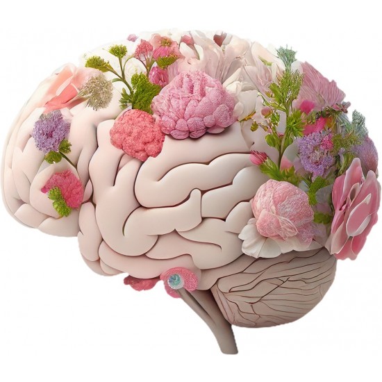 Sticker decorativ, Creier cu Flori, Alb, 69 cm, 1353STK-4 Sticker decorativ, Creier cu Flori, Alb, 69 cm, 1353STK-4
