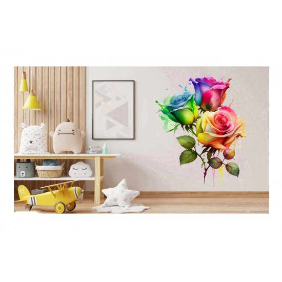 Sticker decorativ, Trandafiri, Roz, 68 cm, 1354STK-2 Sticker decorativ, Trandafiri, Roz, 68 cm, 1354STK-2