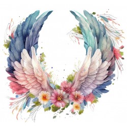 Sticker decorativ, Aripi, Roz, 64 cm, 1355STK-12