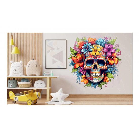Sticker decorativ, Skull, Galben, 62 cm, 1357STK-6 Sticker decorativ, Skull, Galben, 62 cm, 1357STK-6