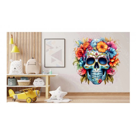 Sticker decorativ, Skull, Turcoaz, 60 cm, 1357STK-7 Sticker decorativ, Skull, Turcoaz, 60 cm, 1357STK-7