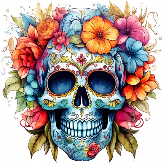 Sticker decorativ, Skull, Turcoaz, 60 cm, 1357STK-7 Sticker decorativ, Skull, Turcoaz, 60 cm, 1357STK-7