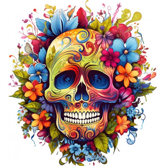 Sticker decorativ, Skull, Multicolor, 66 cm, 1357STK-9 Sticker decorativ, Skull, Multicolor, 66 cm, 1357STK-9