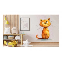Sticker decorativ, Pisica, Portocaliu, 77 cm, 1358STK-1 Sticker decorativ, Pisica, Portocaliu, 77 cm, 1358STK-1
