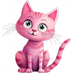 Sticker decorativ, Pisica, Roz, 63 cm, 1358STK-10
