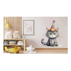 Sticker decorativ, Pisica, Gri, 67 cm, 1358STK-14 Sticker decorativ, Pisica, Gri, 67 cm, 1358STK-14