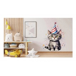 Sticker decorativ, Pisica, Gri, 85 cm, 1358STK-15 Sticker decorativ, Pisica, Gri, 85 cm, 1358STK-15