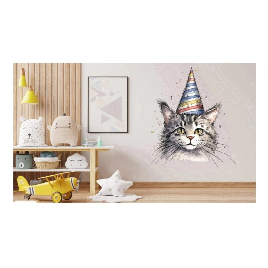 Sticker decorativ, Pisica, Gri, 79 cm, 1358STK-16 Sticker decorativ, Pisica, Gri, 79 cm, 1358STK-16
