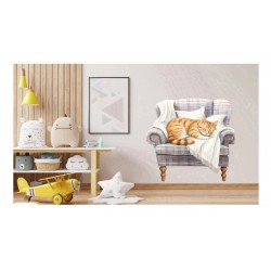 Sticker decorativ, Pisica, Portocaliu, 63 cm, 1358STK-18 Sticker decorativ, Pisica, Portocaliu, 63 cm, 1358STK-18