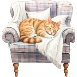 Sticker decorativ, Pisica, Portocaliu, 63 cm, 1358STK-18
