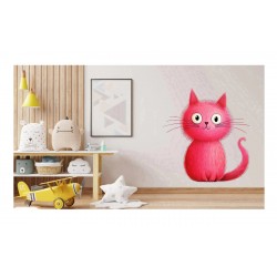 Sticker decorativ, Pisica, Roz, 61 cm, 1358STK-6 Sticker decorativ, Pisica, Roz, 61 cm, 1358STK-6