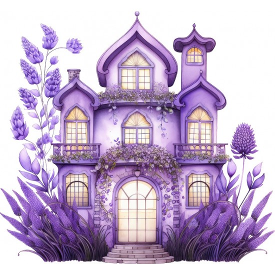 Sticker decorativ, Casa cu Lavanda, Mov, 65 cm, 1361STK-9 Sticker decorativ, Casa cu Lavanda, Mov, 65 cm, 1361STK-9