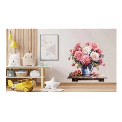Sticker decorativ, Flori Crizanteme, Roz, 61 cm, 1363STK Sticker decorativ, Flori Crizanteme, Roz, 61 cm, 1363STK