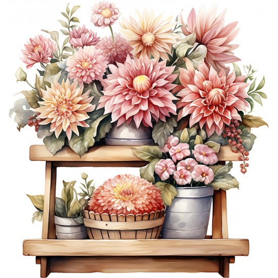 Sticker decorativ, Flori Crizanteme, Roz, 64 cm, 1363STK-10 Sticker decorativ, Flori Crizanteme, Roz, 64 cm, 1363STK-10