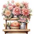 Sticker decorativ, Flori Crizanteme, Roz, 64 cm, 1363STK-10