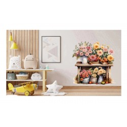 Sticker decorativ, Flori Crizanteme, Roz, 62 cm, 1363STK-2 Sticker decorativ, Flori Crizanteme, Roz, 62 cm, 1363STK-2