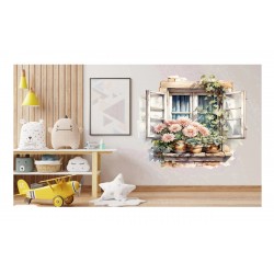 Sticker decorativ, Flori Crizanteme, Alb, 62 cm, 1363STK-4 Sticker decorativ, Flori Crizanteme, Alb, 62 cm, 1363STK-4