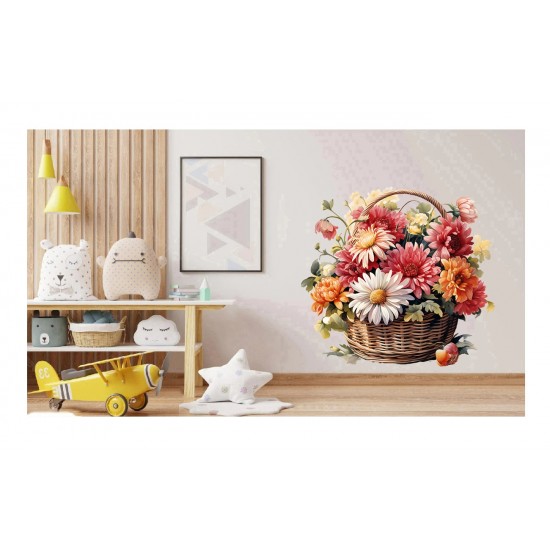 Sticker decorativ, Flori Crizanteme, Multicolor, 63 cm, 1363STK-9 Sticker decorativ, Flori Crizanteme, Multicolor, 63 cm, 1363STK-9